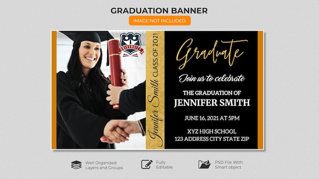 PSD a banner for a graduation party is shown.