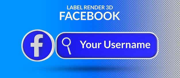 Значок баннера facebook найди меня лейбл 3d визуализации изолированные