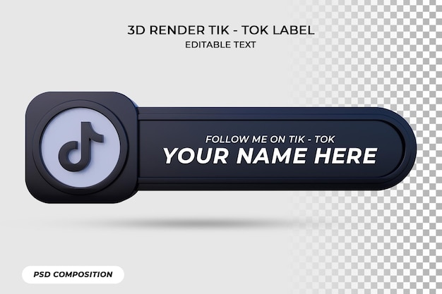 배너 아이콘은 Tik Tok 3d 렌더링 레이블을 따릅니다.