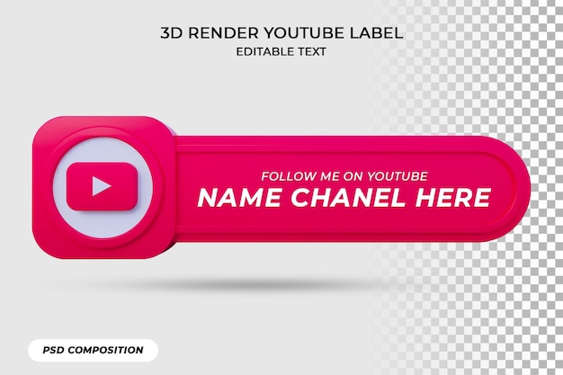 バナーアイコンは、youtubeの3dレンダリングラベルでフォローします