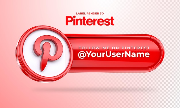 Icona banner pinterest seguimi etichetta 3d rendering isolato