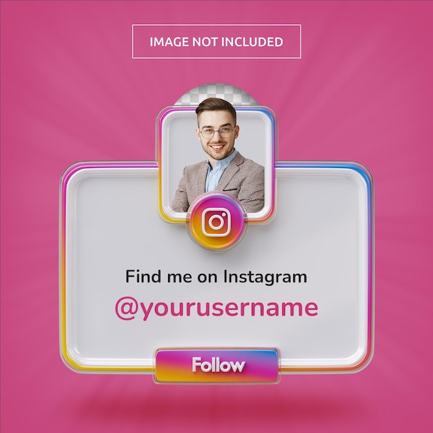 Banner icon profile on instagram 3d rendering label isolated