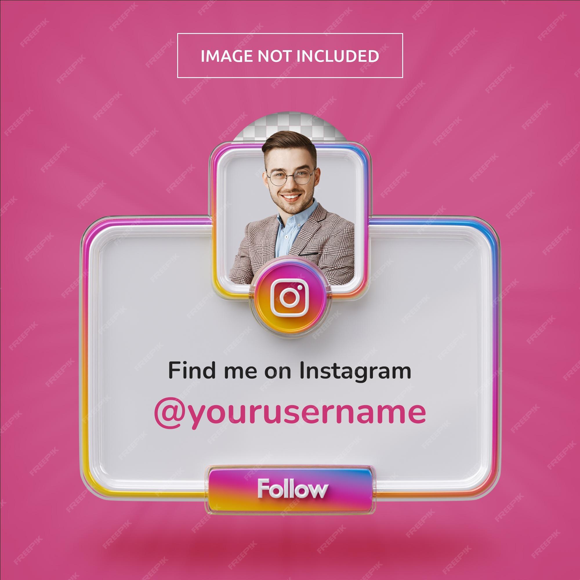 Premium PSD | Banner icon profile on instagram 3d rendering label ...