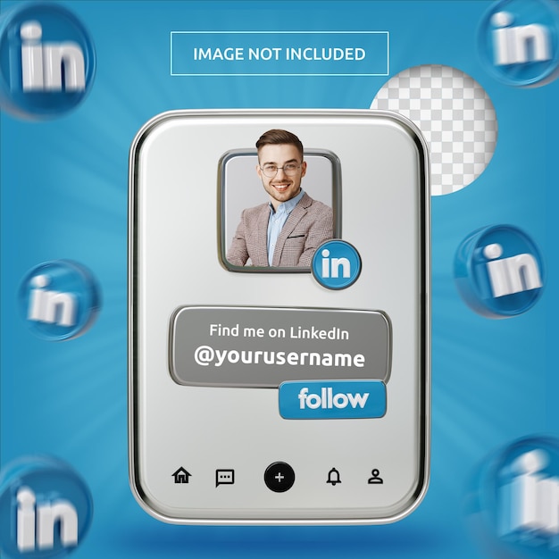 Banner icon profile on Linkedin 3d rendering label isolated