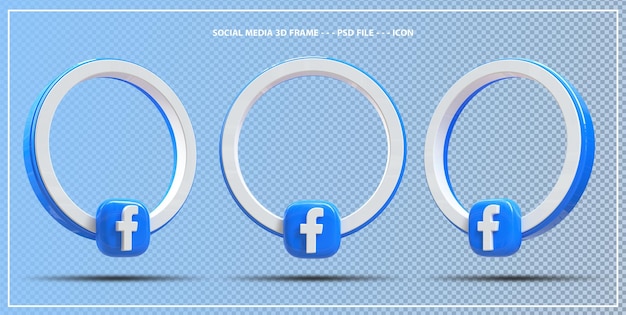 Профиль значка баннера на элементе трехмерного рендеринга facebook