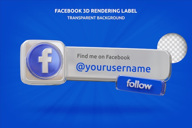 고립 된 Facebook 3d 렌더링 레이블에 배너 아이콘 프로필