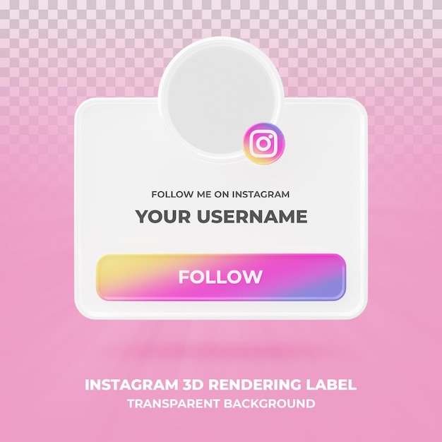 Instagram 3d 렌더링 배너 격리에 배너 아이콘 프로필