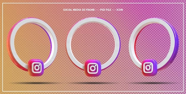 Instagram 3d 렌더링 요소의 배너 아이콘 프로필