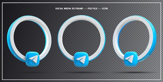 PSD telegram 3d 렌더링 요소의 배너 아이콘 프로필