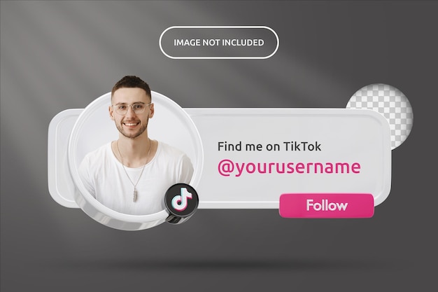 PSD Профиль значка баннера на этикетке 3d рендеринга tiktok изолирован