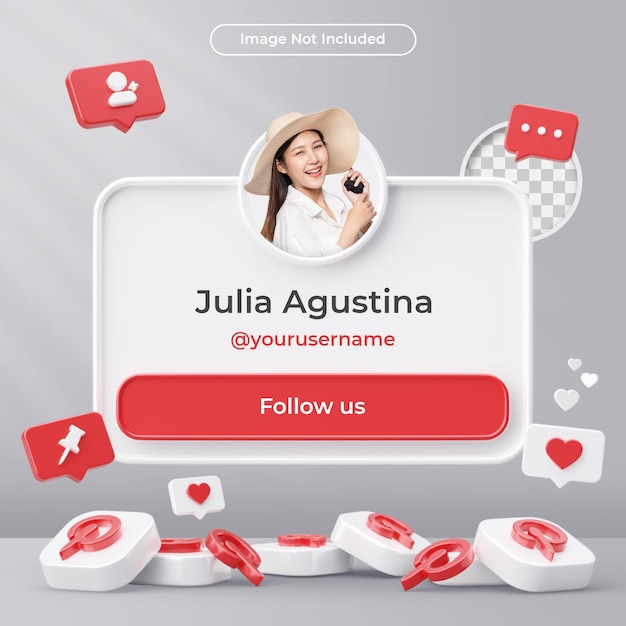 banner icon profile on pinterest 3d render composition isolated