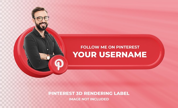 Banner icon profile on pinterest 3d rendering label isolated