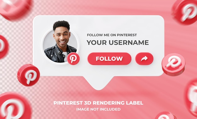 Banner icon profile on pinterest 3d rendering label template