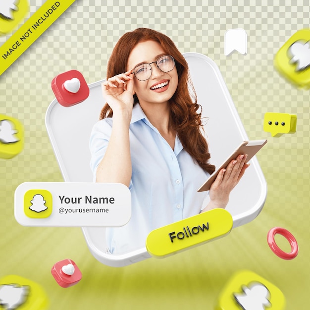 Profilo icona banner su snapchat 3d rendering etichetta isolata