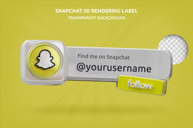 PSD banner icon profile on snapchat 3d rendering label isolated