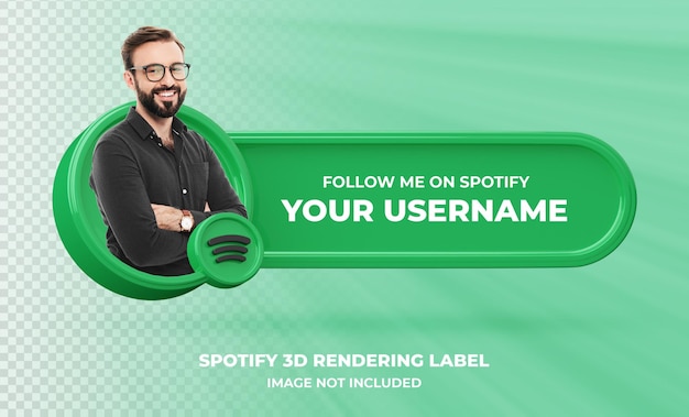 PSD banner icon profile on spotify 3d rendering label isolated