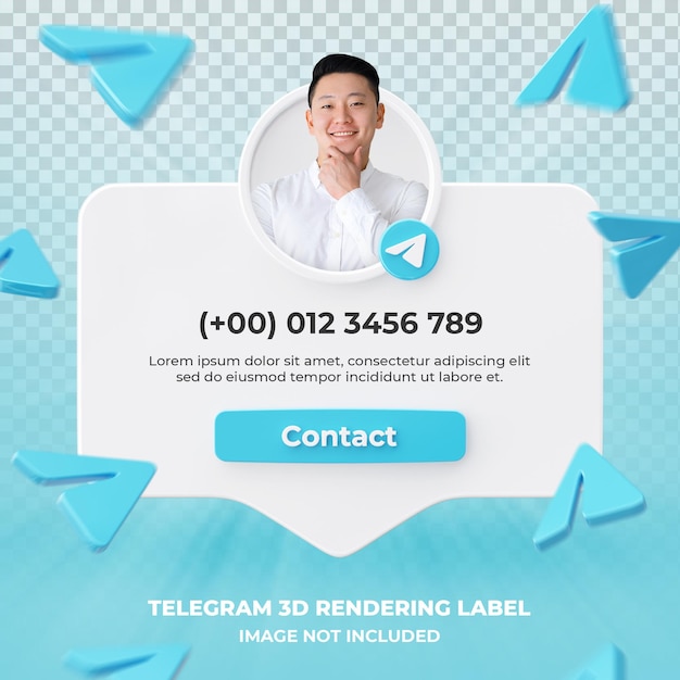 Banner icon profile on telegram 3d rendering label isolated