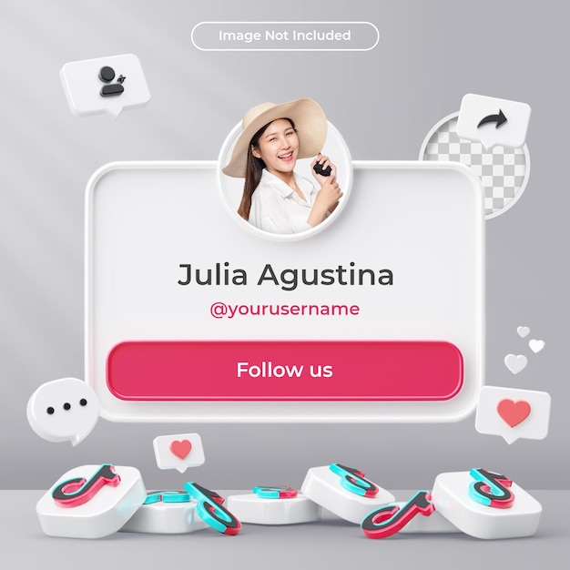 PSD banner icon profile on tiktok 3d render composition isolated