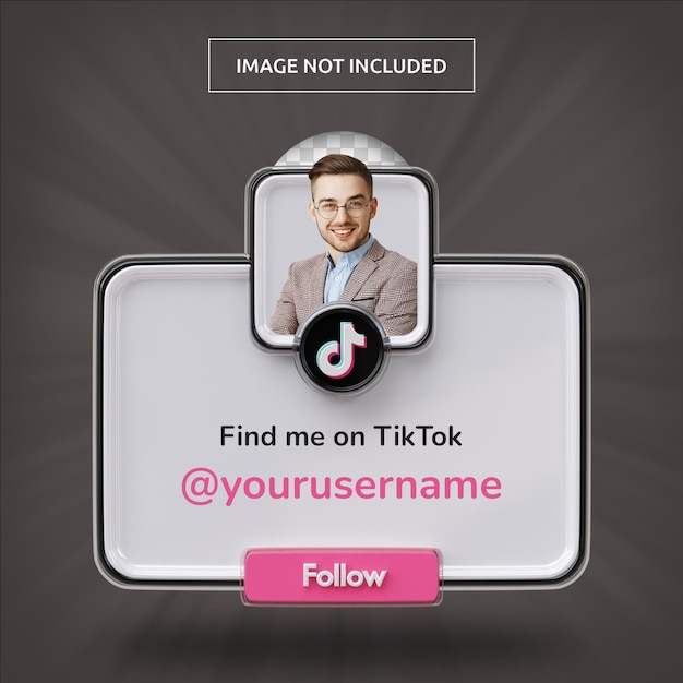 Banner icon profile on tiktok 3d rendering label isolated