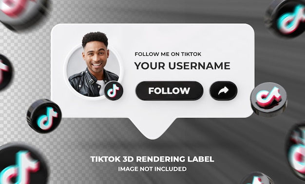 Banner icon profile on tiktok 3d rendering label template