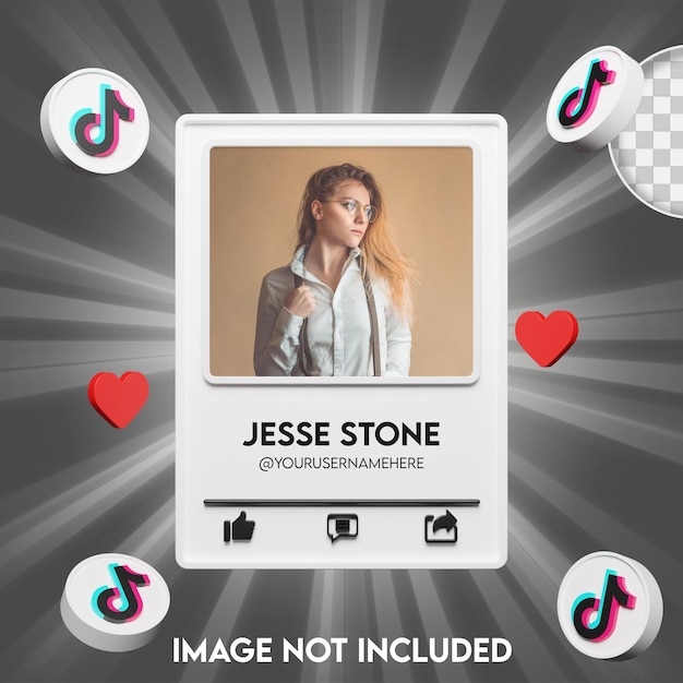 Banner icon profile on tiktok 3d rendering