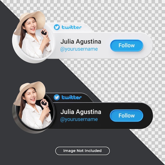 Banner icon profile on twitter 3d render composition isolated