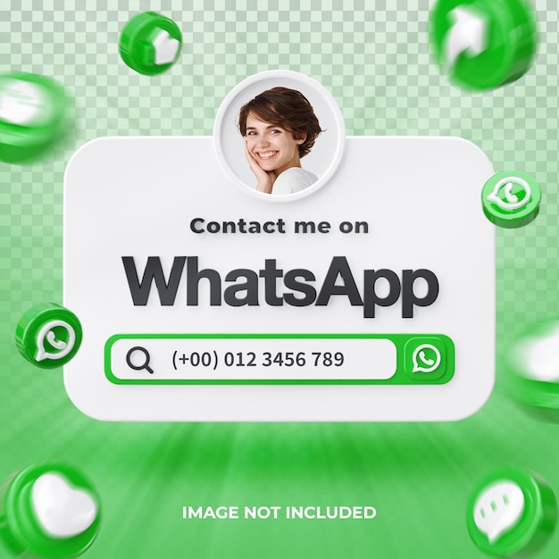 PSD banner icon profile on whatsapp 3d render composition isolated