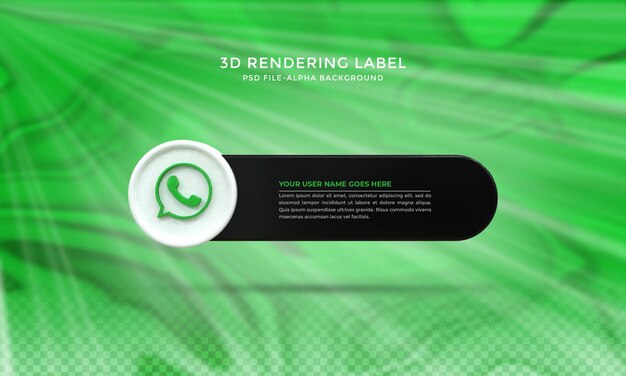 PSD banner icon profile on whatsapp 3d rendering label design