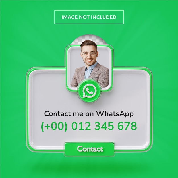 PSD banner icon profile on whatsapp 3d rendering label isolated