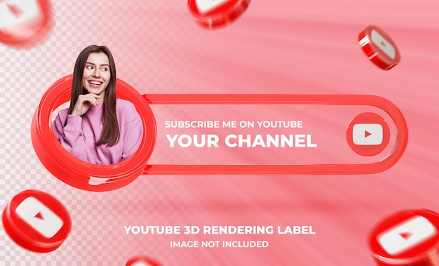 Banner icon profile su youtube 3d rendering template