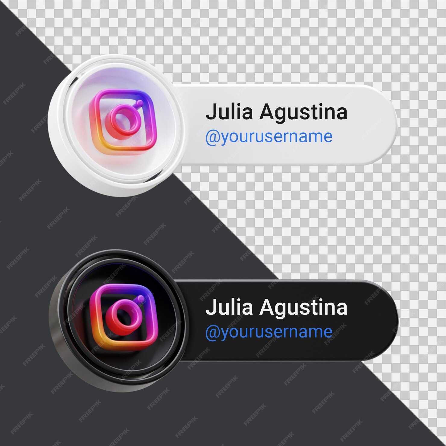 Premium PSD | Banner icon profile on zoom 3d render composition isolated