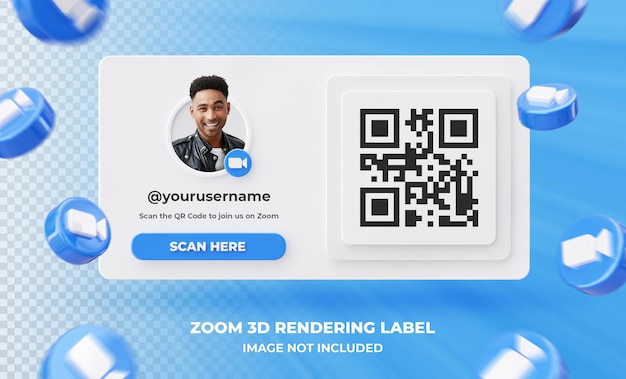 Banner icon profile on zoom 3d rendering label isolated