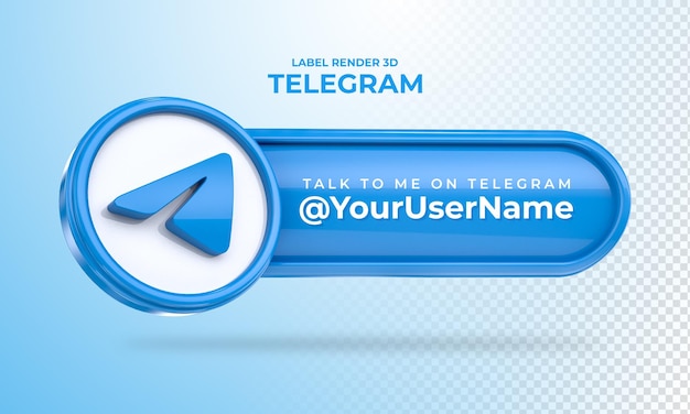 Banner Icon Telegram Talk to me label 3d render isolated