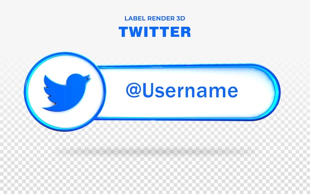 PSD banner icon twitter label 3d render isolated