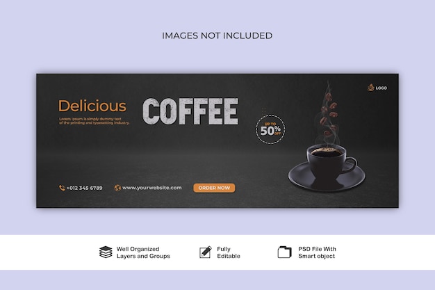 Banner koffiebureau sociale media webverhaalsjabloon psd