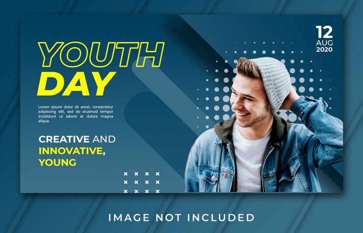 PSD banner landing page youth day modern