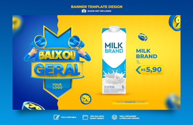 Banner marketing in brasile modello di rendering 3d a basso prezzo