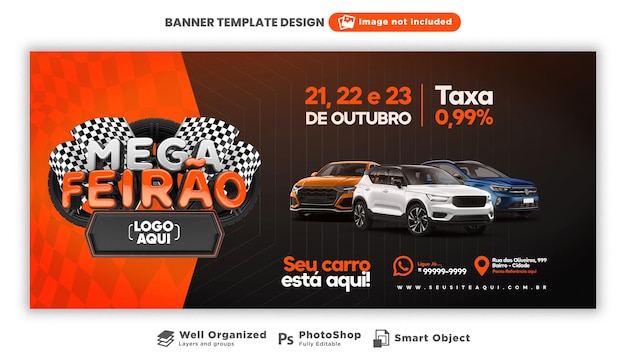 Banner mega-beurs in portugese 3d-rendercampagne in brazilië