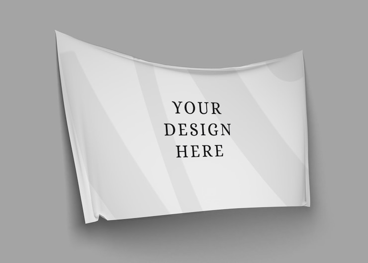 PSD banner mockup aan de muur hangen