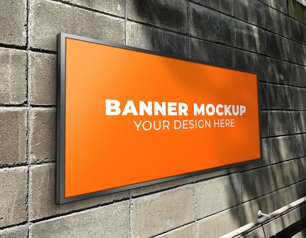 banner mockup on cocrete wall