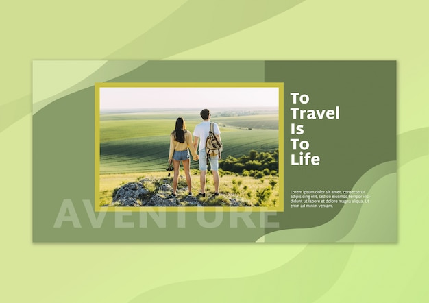 Banner mockup con immagine e concetto di viaggio