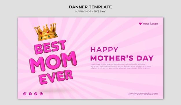 PSD a banner for a mother's day that says best mom ever.