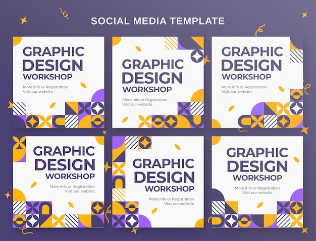 Banner og Instagram-innleggmal for sosiale medier for workshop i grafisk design