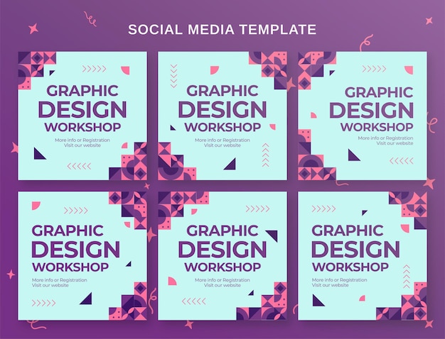 Banner og Instagram-innleggmal for sosiale medier for workshop i grafisk design