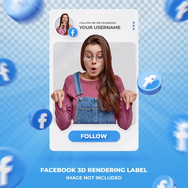 Banner pictogram profiel op facebook 3d-rendering labelsjabloon