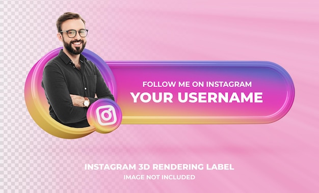 Banner pictogram profiel op instagram 3d-rendering label geïsoleerd
