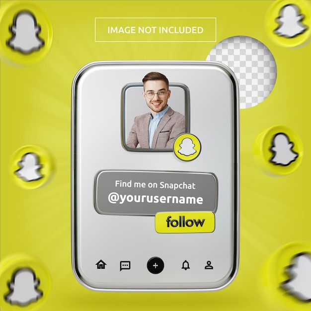 Banner pictogram profiel op snapchat 3d-rendering label geïsoleerd