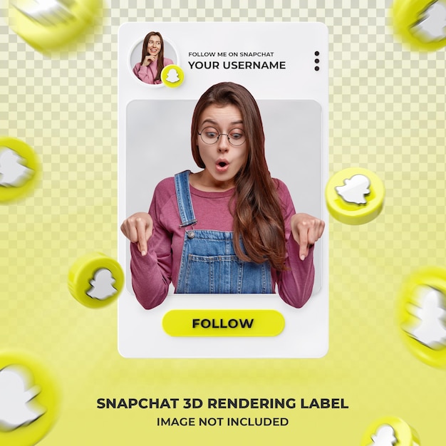 Banner pictogram profiel op snapchat 3d rendering labelsjabloon