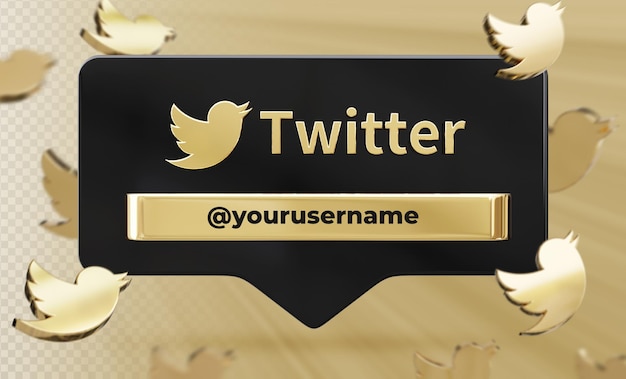 Banner pictogram profiel op twitter 3d-rendering label geïsoleerd