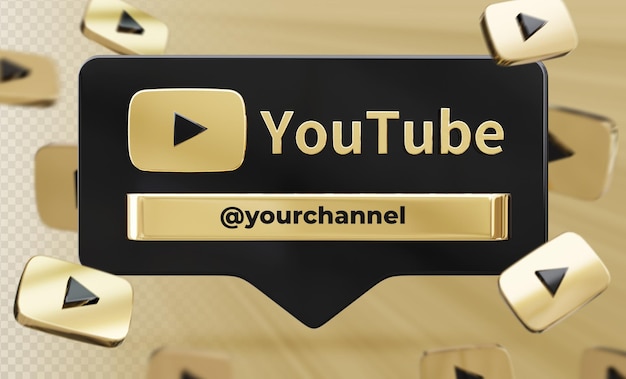 Banner pictogram profiel op youtube 3d-rendering label geïsoleerd